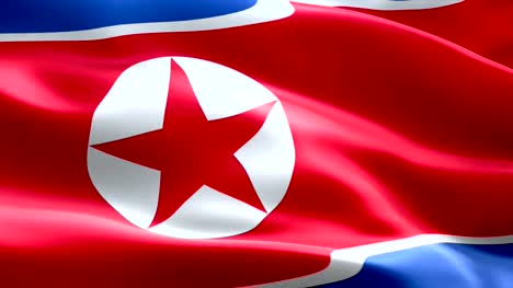Corea-del-norte-bandera-ondeante-textura-tela-fondo,-crisis-del-norte-y-Corea-del-sur,-guerra-de-Corea-riesgo-bomba-nuclear