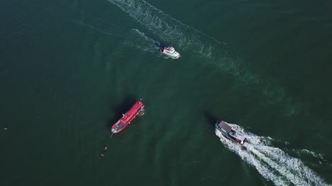 aerial-view-of-speed-boat-running-on-sea.incheon,-korea