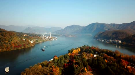 Aerial-view-autumn-of-Nami-island,South-Korea