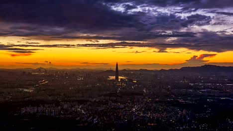 Lapso-de-tiempo-de-Seúl-Skyline,-Corea-del-sur.