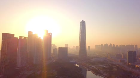 Vogelperspektive-Ansicht-Sonnenlicht-bei-Incheon-City-von-Südkorea