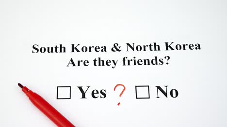 Konzept-der-Krieg-oder-Freundschaft-zwischen-Südkorea-und-Nordkorea