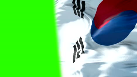 south-korea-flag-waving-texture-fabric-background,-crisis-of-north-and-south-korea,-korean-risk-war-concept-with-chroma-key-green
