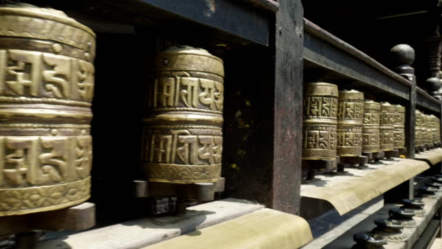 Gebetsmühlen-in-Patan-Durbar-Square,-Kathmandu-Tal,-Nepal.