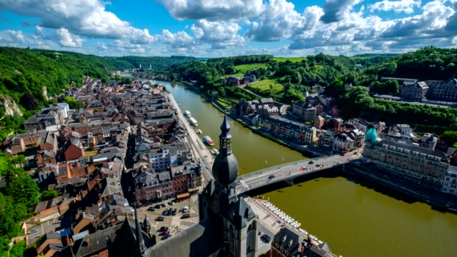 Timelapse-of-Dinant-town,-Belgium