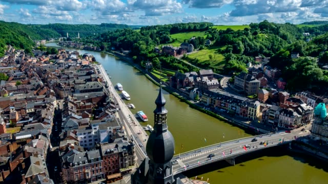 Timelapse-of-Dinant-town,-Belgium