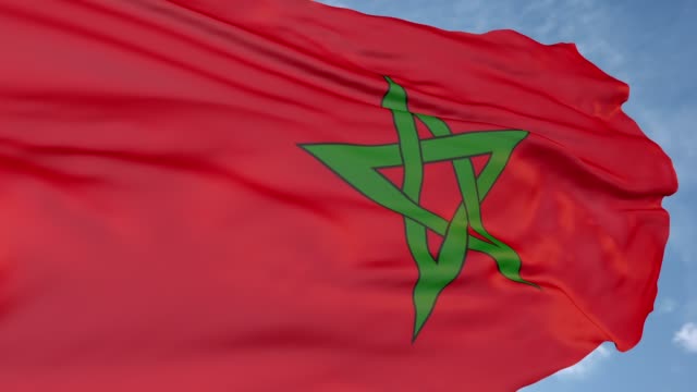 Rote-Fahne-und-Grüner-Stern-von-Marokko.-Status-Symbol-logo