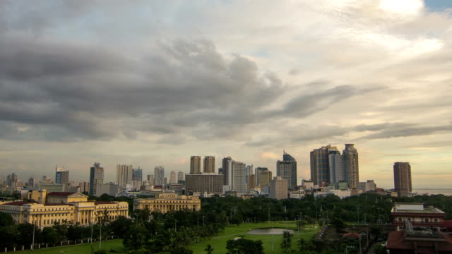 Philippinen-Manila-skyline-Sonnenuntergang-Zeitraffer