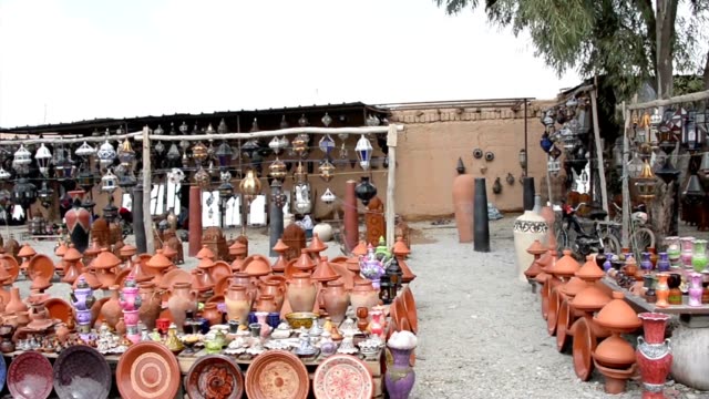A-huge-load-of-handcraft-in-the-yard-of-a-shop-in-the-outskirts-of-Marrakech