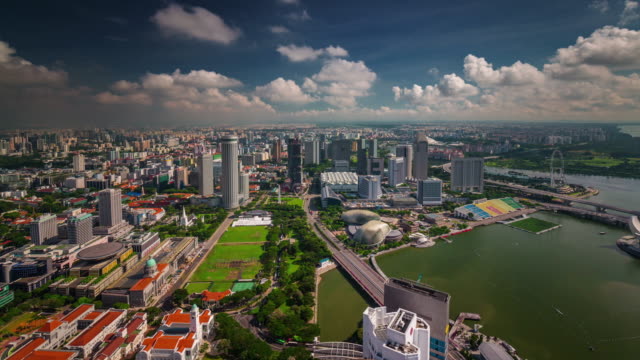 Singapur-Tag-Licht-Panorama-4-k-Zeitraffer-vom-Dach