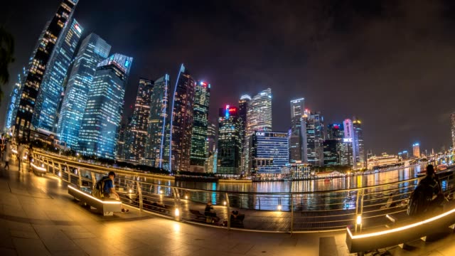 Singapur-ciudad-skyline-noche-motion-timelapse-(Hyperlapse),-Marina-Bay,-Singapur,-lapso-de-tiempo-de-4K