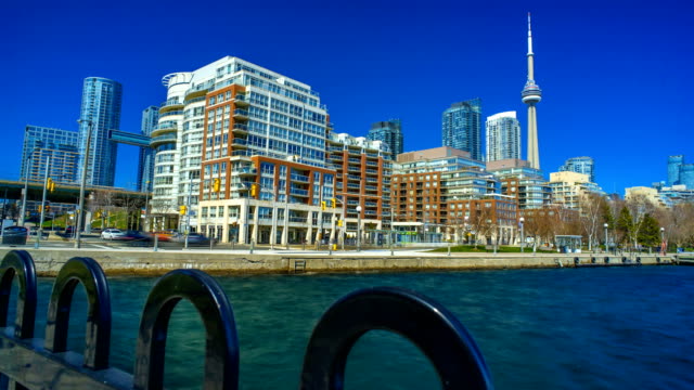Ciudad-de-Toronto-horizonte-tiempo-extinguido-waterfront-4-K-1080-P