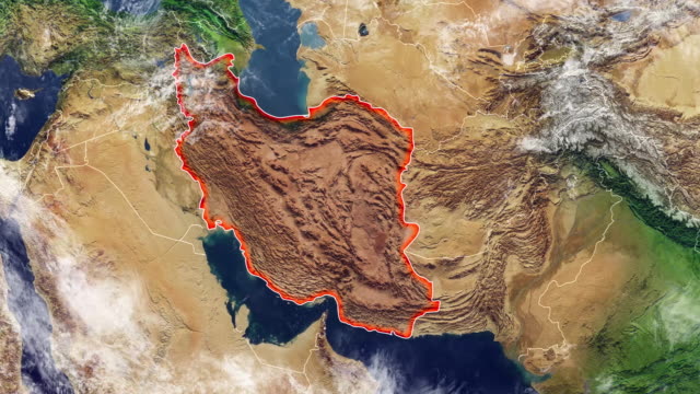 Map-of-Iran-and-borders,-physical-map-Middle-East,-Arabian-peninsula,-map-with-reliefs-and-mountains