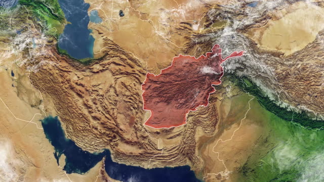 Mapa-de-mapa-del-Afganistán-y-las-fronteras,-mapa-físico-de-Medio-Oriente,-Península-Arábiga,-con-relieves-y-montañas