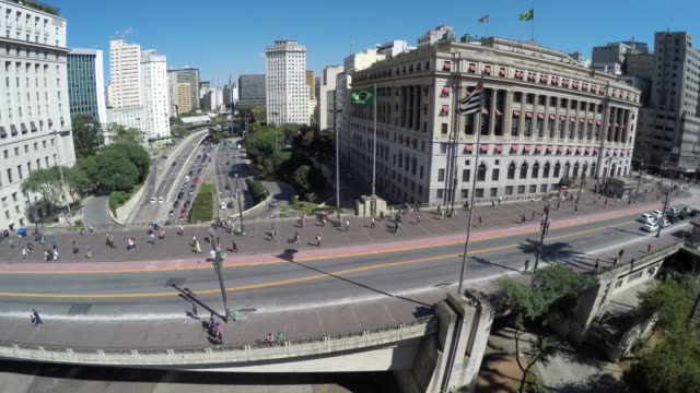 Aerial-View-of-Sao-Paulo-Downtown---Anhangabau-Valley,-Brazil