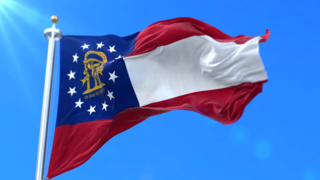 Flag-of-american-state-of-Georgia,-region-of-the-United-States---loop