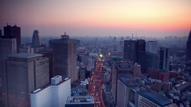 Sunrise-view-over-Tokyo-Japan-4k