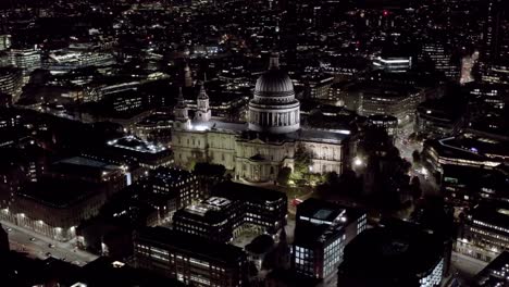 Aerial-Night-View-of-St.-Paul's-Cathedral-in-London-4K