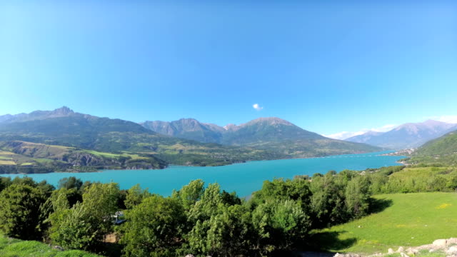 The-artificial-lake-Serre-Poncon-in-the-French-Alps.-The-lake-water-is-used-for-irrigation-of-agricultural-fields.