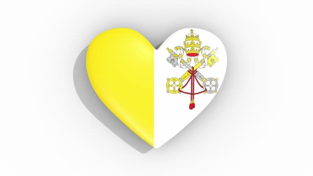 Herz-in-den-Farben-der-Flagge-der-Vatikan-Impulse,-Schleife