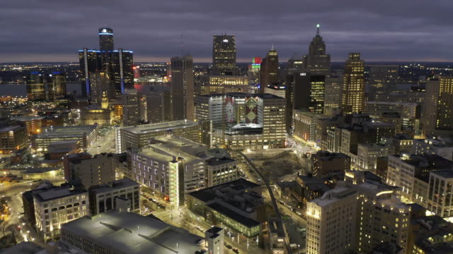 Detroit-Michigan-aerial-view-at-night