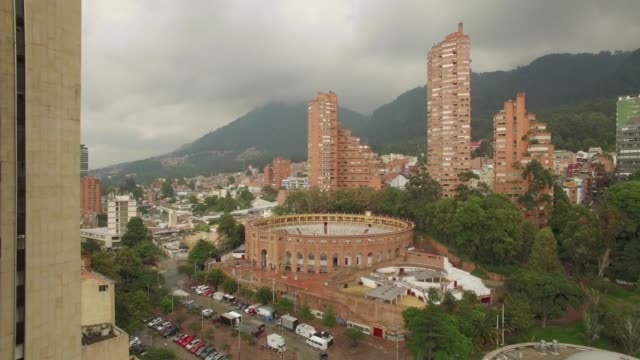 Aerial-approaching-the-Bull-Ring-in-Bogota-Colombia