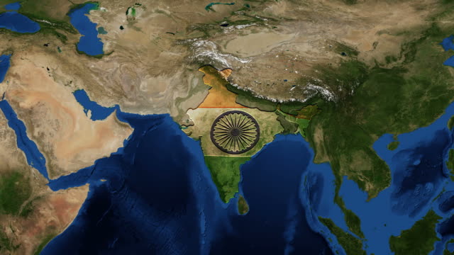 Indien-Karte-und-Flagge-von-Raum