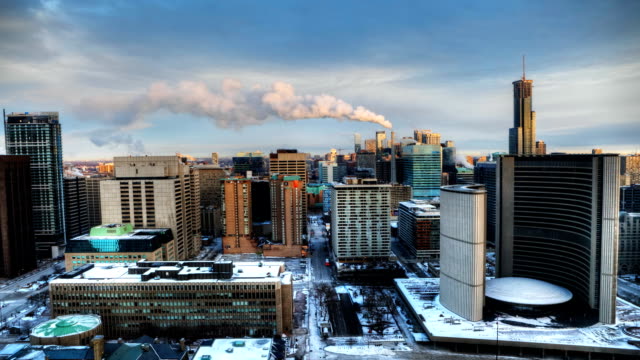 Timelapse-view-of-city-hall-de-Toronto,-Canadá