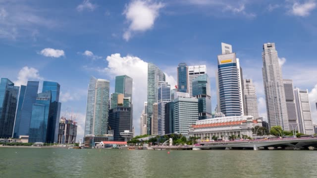 Skyline-von-Singapur-am-Marina-Bay-Timelapse,-Singapur,-4K-Zeitraffer