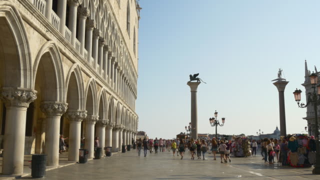 Italien-Sommer-Tag-Sonne-Licht-Venedig-Palazzo-Ducale-Bucht-vordere-Quadrat-Stadtpanorama-4k
