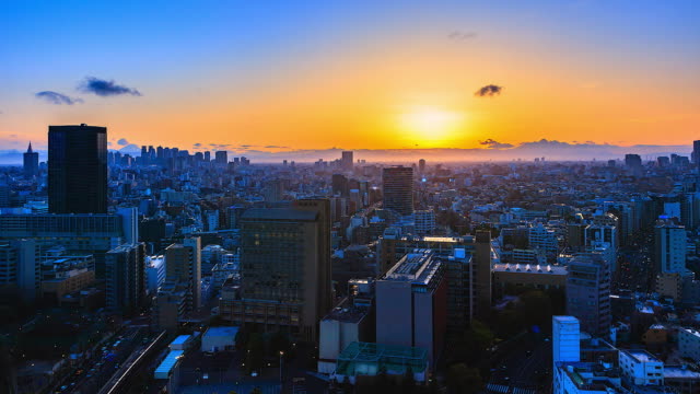4K,Time-lapse-view-sunset-at-Tokyo-city-in-japan