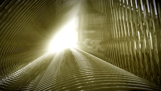 Oro-arquitectura-ciencia-ficción-3D-túnel-en-Trailer-oro-metálico-4k-Video-de-animación.