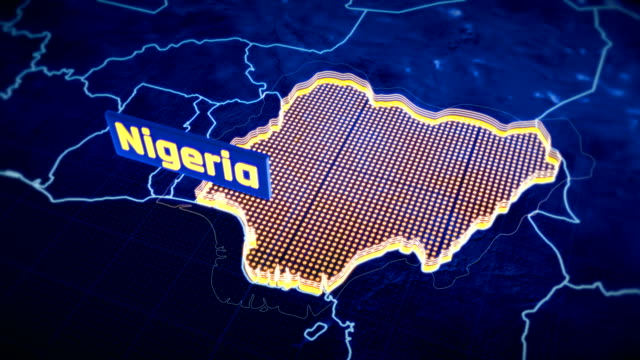 Nigeria-country-border-3D-visualization,-modern-map-outline,-travel