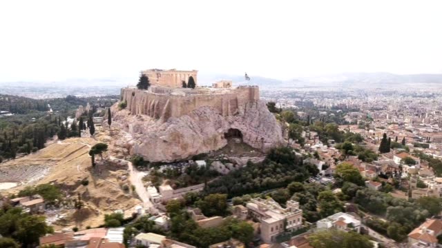 Luftbild-von-der-Akropolis-in-Athen,-Griechenland