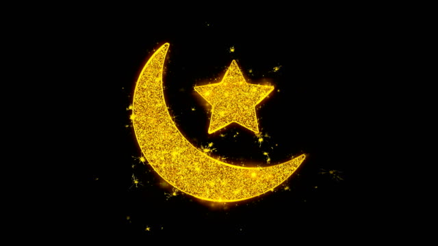 Icono-islámico-Eid-chispapartículas-sobre-fondo-negro.