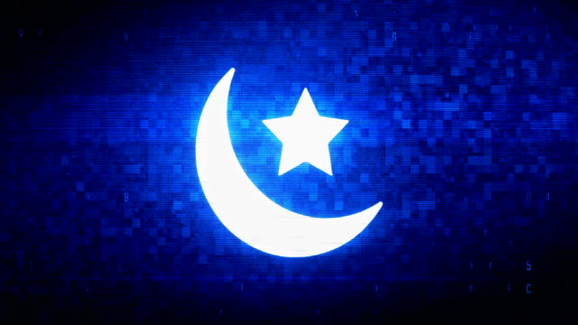 Eid-islamisches-Symbol-digitale-Pixel-Rausch-Fehler-Animation.