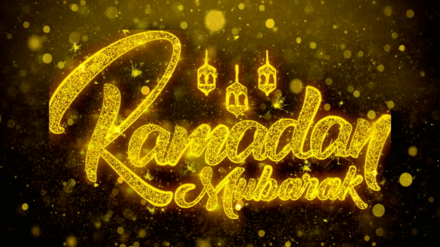 Ramadan-Mubarak-Wunschtext-auf-Golden-Glitter-Glanz-Partikel-Animation