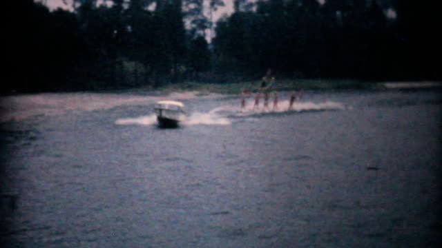 Water-Skiers-Perform-Pyramid-Stunt-1961-Vintage-8mm-film