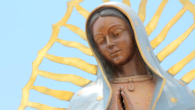Closeup-of-a-Statue-of-the-Virgin-Guadalupe