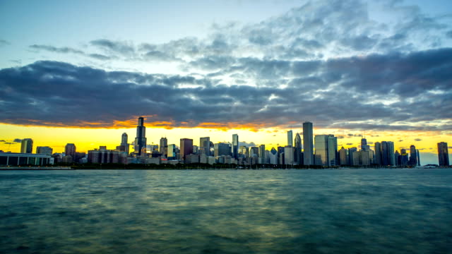 Oro-día-Chicago-Sunset-Time-Lapse-nocturno-horizonte-4K-1080p
