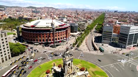 Aerial-View-of-Espanya-Square-Barcelona-Spain