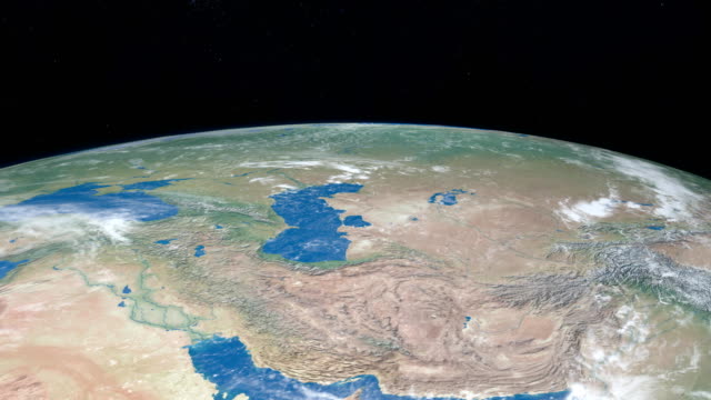 Caspian-Sea-in-planet-Earth,-aerial-view-from-outer-space