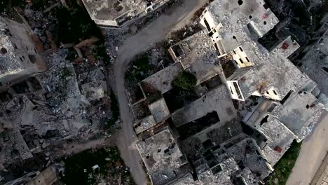 Aerial-view-over-destroyed-houses-in-Aleppo