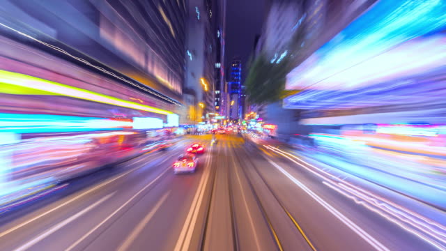 4K.-Zeitraffer-Tram-schnell-Speed-Motion-In-City-Of-Hong-Kong