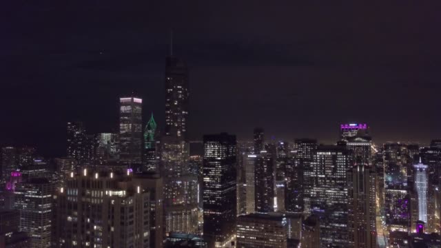 Chicago-Skyline-at-Night---Aerial-Footage