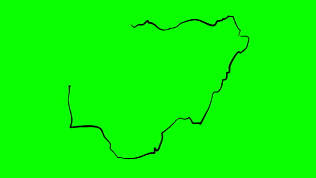 Dibujo-Mapa-coloreado-Nigeria-en-pantalla-verde-aislado-pizarra