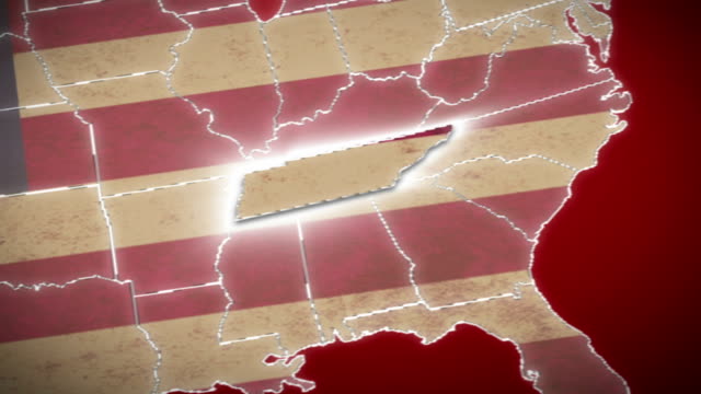 Estados-Unidos-mapa,-Tennessee,-sofá,-todos-los-Estados.--Rojo