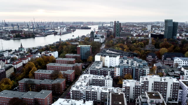 Port-of-Hamburg-City-Top-View-Time-Lapse