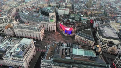 Aerial-Stock-Footage-Orbiting-Piccadilly-Circus-London,-England-4K