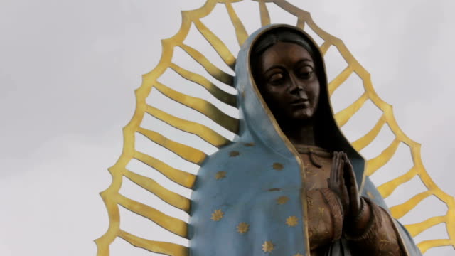 Closeup-of-a-Statue-of-the-Virgin-Guadalupe